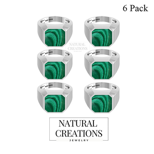 Anillo de Plata de Ley 925 para Hombre, Clásico, con Engaste de Malaquita, Corte Octogonal, Hecho a Mano, Regalo Único para Él, Cumpleaños, Aniversario, Boda - Product Image 2