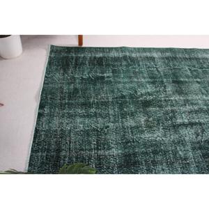 Alfombra Vintage de 4.8x8.1 pies, Alfombra Turca, Alfombra de Lana Verde y Blanca con Diseño Ombré - Product Image 4