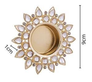 Soporte de luz de té de Metal puramente hecho a mano Diya Crystal Diya para regalos de Diwali y decoraciones de festivales candelabros luces de té - Product Image 3