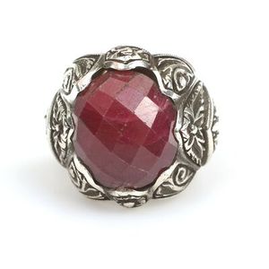 Bague pour homme en argent sterling 925 avec pierre naturelle et rubis racine, plaqué rhodium, motif gravé, pour usage quotidien - Product Image 4