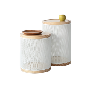 Taburete de almacenamiento de malla duradera con cubierta de madera para muebles para el hogar - Product Image 1