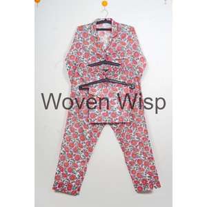 Conjunto de ropa de dormir de mujer de talla grande con estampado de bloque de mano indio Casual hasta la rodilla 100% algodón ecológico al por mayor - Product Image 6