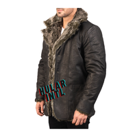Blouson aviateur chauffant en cuir grande taille coupe-vent pour homme, style vintage B3, chaud et doublé en fourrure de mouton pour l'hiver