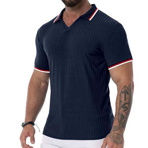 เสื้อยืดผู้ชาย คอวี แขนสั้น ทรงเข้ารูป ผ้าเจอร์ซีย์ ระบายอากาศ ไม่เป็นขุย ไซส์ XL เหมาะสำหรับใส่เล่นกอล์ฟ ออกกำลังกาย หรือใส่ลำลอง - Product Image 3