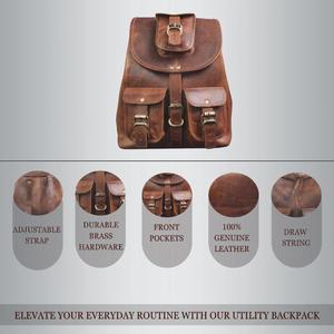 Vintage Modern Genuine Leather Daypack Portable Durable Brown <b>Shoulder</b> <b>Bag</b> Handmade Lightweight for Travel <b>Laptop</b> Covers Bulk - Product Image 4