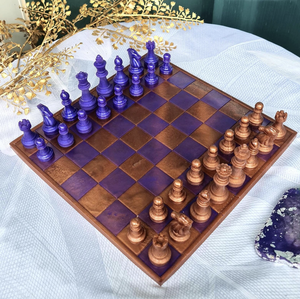 Handmade Chess and <b>Backgammon</b> Set Resin Chess Board with <b>Pieces</b> for Kids Children from India - Product Image 2