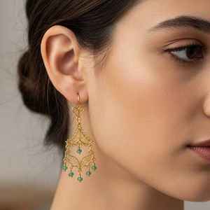 Colgante de filigrana de oro de 22 quilates con diseño de gota de agua, accesorio de moda, 2.2x6.5cm, 11.86gr - Product Image 2