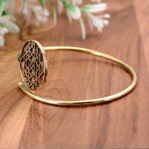 Brazalete Ajustable Chapado en Latón para Pulsera, Brazalete de Mandala Étnico Geométrico, Brazalete de Moda Floral - Product Image 4