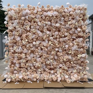 A1359 домашний Свадебный декор, Цветочная настенная панель, 3d ткань, разноцветная искусственная Шелковая Роза, Бабочка, Орхидея, Цветочная стена - Product Image 3