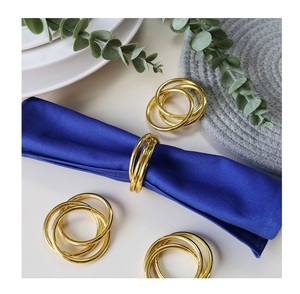 Servilletero de metal con diseño de tendencia superior con acabado dorado para restaurante y boda, Decoración de mesa de comedor, servilletero brillante - Product Image 2