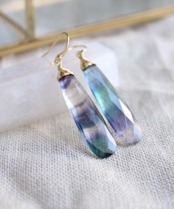 Banded Fluorite 925 Sterling Silver Gold Plated Charm Dangle Earring <b>for</b> Women Modern Designer Handmade Wire <b>Wrapped</b> Earrings - Product Image 6