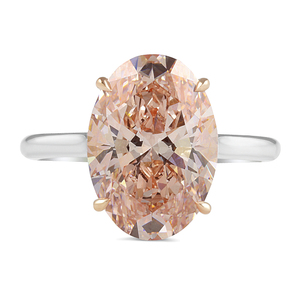 Bague solitaire de luxe en or 14 carats bicolore avec diamant de laboratoire ovale rose vif fantaisie de 5,01 carats certifié IGI pour femme, idéale pour fiançailles et mariage - Product Image 6