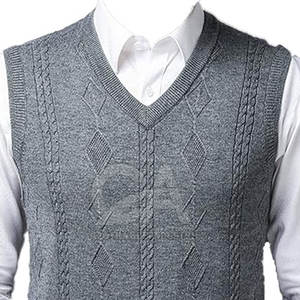 Pull en tricot doux Top Pull sans manches à la mode pour hommes Pull sans manches personnalisé pour hommes avec logo personnalisé - Product Image 4