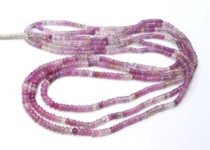 <b>Pink</b> Sapphire Shaded Smooth Roundel Shape <b>Beads</b> Natural Sapphire Gemstones <b>Beads</b> 2X4MM length is 18''Inches Jewelry Making <b>Beads</b> - Product Image 4