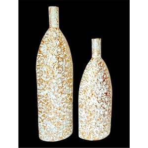 Vase à fleurs en métal martelé rustique, vase d'art abstrait contemporain pour la décoration de mariage et de salon - Ensemble de 2 vases à fleurs en métal - Product Image 2