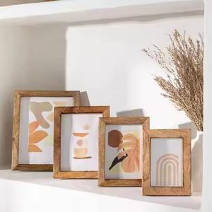 Cadre photo en bois avec accessoires en laiton sur les coins, bloc photo amovible, cadre photo élégant pour la décoration de la maison - Product Image 4