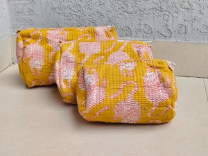 Juego de bolsas de algodón amarillo con estampado de tigre vintage hecho a mano, bolsas organizadoras de viaje ecológicas resistentes al agua duraderas - Product Image 3