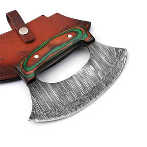 Hacha de acero de Damasco hecha a mano al por mayor personalizada de calidad superior OEM ODM servicio profesional mejor hacha de pizza multifunción - Product Image 1