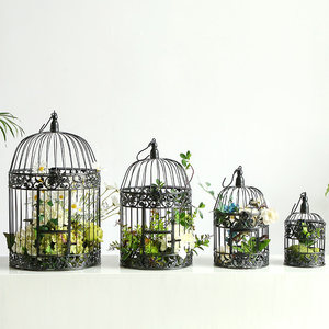 Support à fleurs en <span class=keywords><strong>cage</strong></span> à oiseaux vintage en métal, jardinière décorative en fer, centre de table suspendu pour mariage, <span class=keywords><strong>cage</strong></span> de présentation florale pour jardin de mariage - Product Image 5