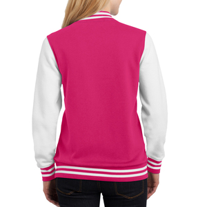 Chaqueta Universitaria de Lana para Mujer con Mangas de Cuero, Letras Bordadas Estampadas, Talla XL, Chaquetas Universitarias Cortas de Cuero al por Mayor - Product Image 2