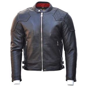 Chaqueta de moto duradera para hombre con armadura protectora de estilo jinete clásico de cuero de primera calidad y ropa de motorista cómoda para todos los días - Product Image 1