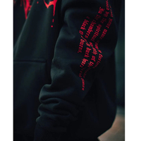 Hoodie Pria Kasual Warna Hitam Terlaris dengan Desain Sendiri, Bahan Katun 100% Ramah Lingkungan dan Bernapas, Efek Acid Wash