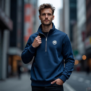 Sweat-shirt demi-zip, surdimensionné goutte épaule sweat-shirts hommes respirant tenue décontracté surdimensionné demi fermeture éclair sweats hommes - Product Image 1