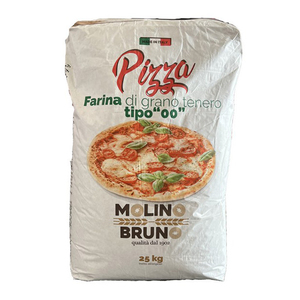 Harina de Trigo Italiana de Primera Calidad MOLINO BRUNO 00, Bolsa de 25 kg, para Pizzas Napolitanas, Focaccia y Repostería Rústica - Product Image 1