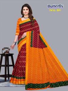 Saris imprimés en coton papillon de créateur, vente en gros de vêtements indiens et pakistanais pour les détaillants - Product Image 6