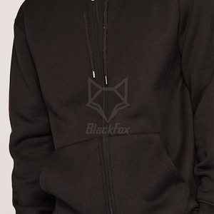 Men's Black Hooded Tracksuit Full <b>Zip</b> Casual Two Piece Set Solid Color Cotton Sweatshirt and Pants Autumn Wear - Product Image 5