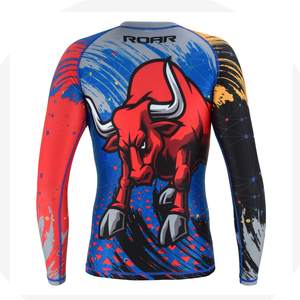Mujeres hombres Rashguard manga larga personalizado impreso compresión Top con shortsStretch Fit Gymwear OEM fabricante de tela de secado rápido - Product Image 5