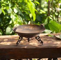 Mangeoire d'oiseau de bain d'oiseau de jardin doré extérieur antique avec décoration de bains d'oiseau de piédestal pour le jardin de cour