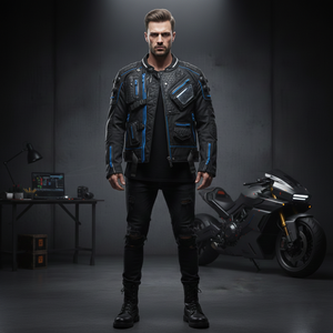 เสื้อแจ็คเก็ตเทคแวร์เนื้อผ้าหนาแน่นพิเศษ แจ็คเก็ตนักขี่มอเตอร์ไซค์สไตล์ล้ำยุค แจ็คเก็ตประสิทธิภาพทางเทคนิค - Product Image 6