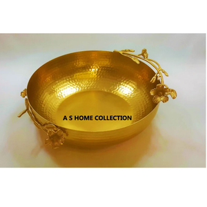 Cuenco de frutas decorativo con diseño de flores chapado en oro de lujo de metal - Product Image 4