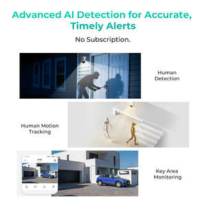 Caméra de sécurité WiFi extérieure 2K, caméra IP sans fil 3MP, 360° °   Caméra PTZ avec détection et suivi humains par IA, vision nocturne couleur - Product Image 4