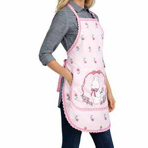 100% Cotton New Print Lace Design Bib Apron Custom With Pocket for Kitchen Household Hotel Parties - Product Image 2