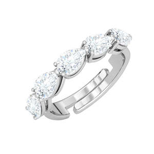 NOVAMART Fine 925 Sterling <b>Silver</b> Pear Cut Eternity Finger <b>Ring</b> <b>Adjustable</b> Band with Rhodium Plated Diamond Fine Jewelry Wholesa - Product Image 1