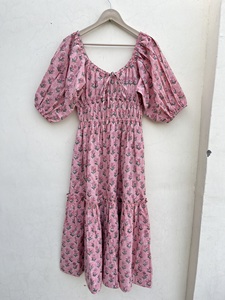 Vestido de algodón con escote corazón para mujer, vestido Midi informal, maxi largo de algodón indio - Product Image 5