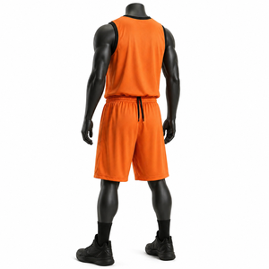 Uniforme de Baloncesto Personalizado para Hombre, Naranja, Transpirable, de Malla, Sublimado, Pantalones Cortos Deportivos para Equipo, Diseño de Verano OEM - Product Image 3