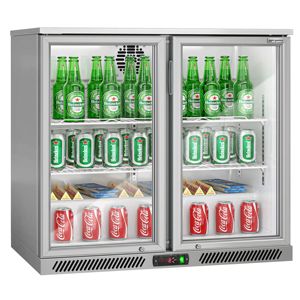 Réfrigérateur de bar commercial - 900 mm - 220 litres - avec 2 portes battantes en verre - Gris - Product Image 3