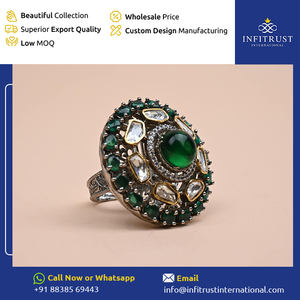 Vente dans le monde entier Design exquis Superbe double couleur Design Floral Moissanite Pierres Anneaux cloutés au meilleur prix compétitif - Product Image 2