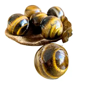 Boule de sphère d'oeil de tigre jaune naturel de haute qualité sculptée Feng Shui pierre précieuse de cristal de guérison pour l'amour d'équilibre d'énergie négative - Product Image 1