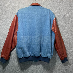 Modern Winter Leather <b>Jeans</b> Varsity Jacket with Front Logo High Quality Eco-Friendly Breathable Design and <b>Soft</b> Cotton Lining - Product Image 2