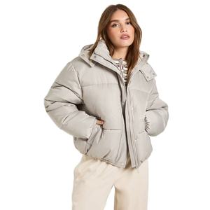 Comfortable Fabric Winter Hooded Reversible Outdoor Wear Women Puffer Jacket Plus Size <b>Waterproof</b> <b>Zipper</b> Knitted Canvas - Product Image 1