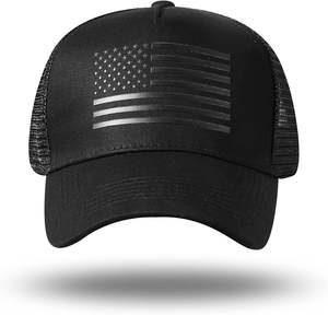 Gorro de malla de verano de 5 paneles personalizado al por mayor parche bordado de camión de sarga de algodón negro de alta calidad logotipo unisex - Product Image 5