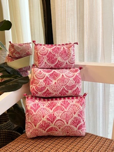 Premium Handcrafted Quilted Cotton Eco-Friendly <b>Makeup</b> <b>Storage</b> Travel Organizer Case Vintage Design Large Zipper Waterproof - Product Image 2