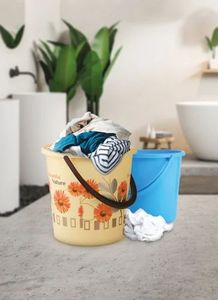 ถังพลาสติกโพลีโพรพิลีนพิมพ์ลาย 9 ลิตร หลายสี พร้อมหูหิ้ว สำหรับห้องน้ำ บ้าน ไม่มีพวยกา ทนทาน ผลิตในอินเดีย - Product Image 4