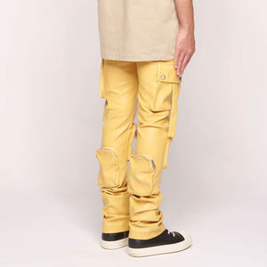2025 nouveau pantalon empilé en cuir taille haute pour hommes sur mesure couleur unie Style avant plat grande taille OEM Logo bas quantité minimale de commande en gros - Product Image 6