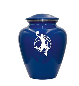 Urna de cremación de jugador de baloncesto, urna funeraria personalizada para adultos humanos para amantes del baloncesto, urna personalizada, tamaño personalizado azul - Product Image 1