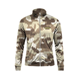 Sweat à capuche zippé en polaire camouflage numérique pour homme, col montant, streetwear décontracté, broderie OEM, veste zippée camouflage - Product Image 1